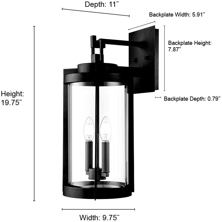 Ellway 2 Light 19.75 inch Textured Black Outdoor Wall Sconce